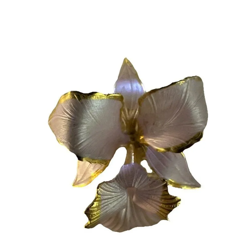 Vintage Cerrito Lavender Pink Orchid Gold Tone Pin Brooch - Picture 2 of 4